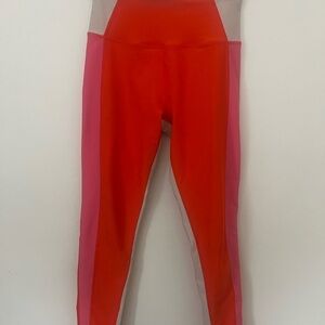 Red and Pink Colorblock Leggings